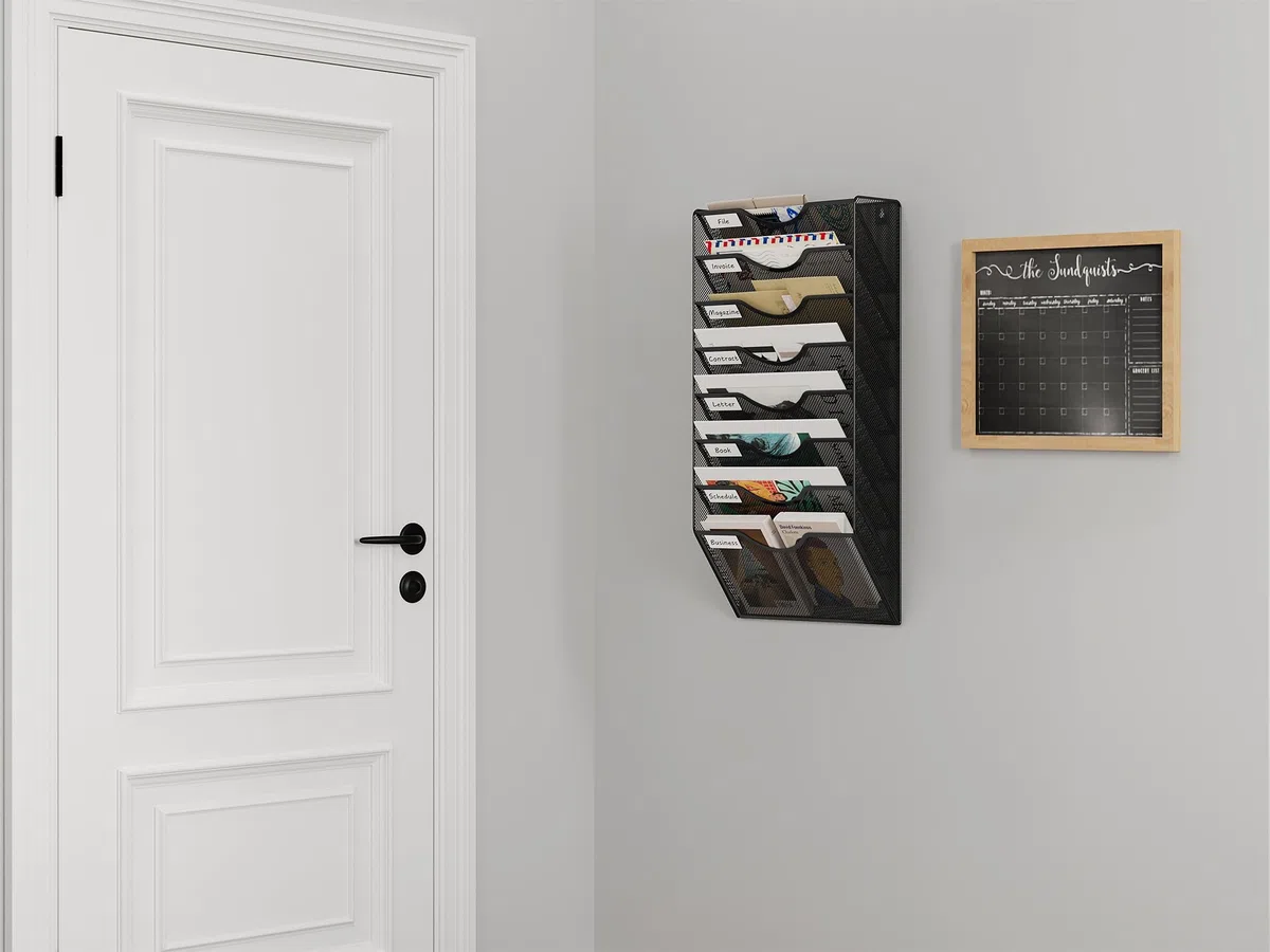 EasyPAG Portadocumenti a Parete A4 8 Compartimenti Metallo Rete,Portariviste a Muro,Porta Lettere da Appendere,Organizzatore Posta da Muro per Ufficio & Casa,Nero