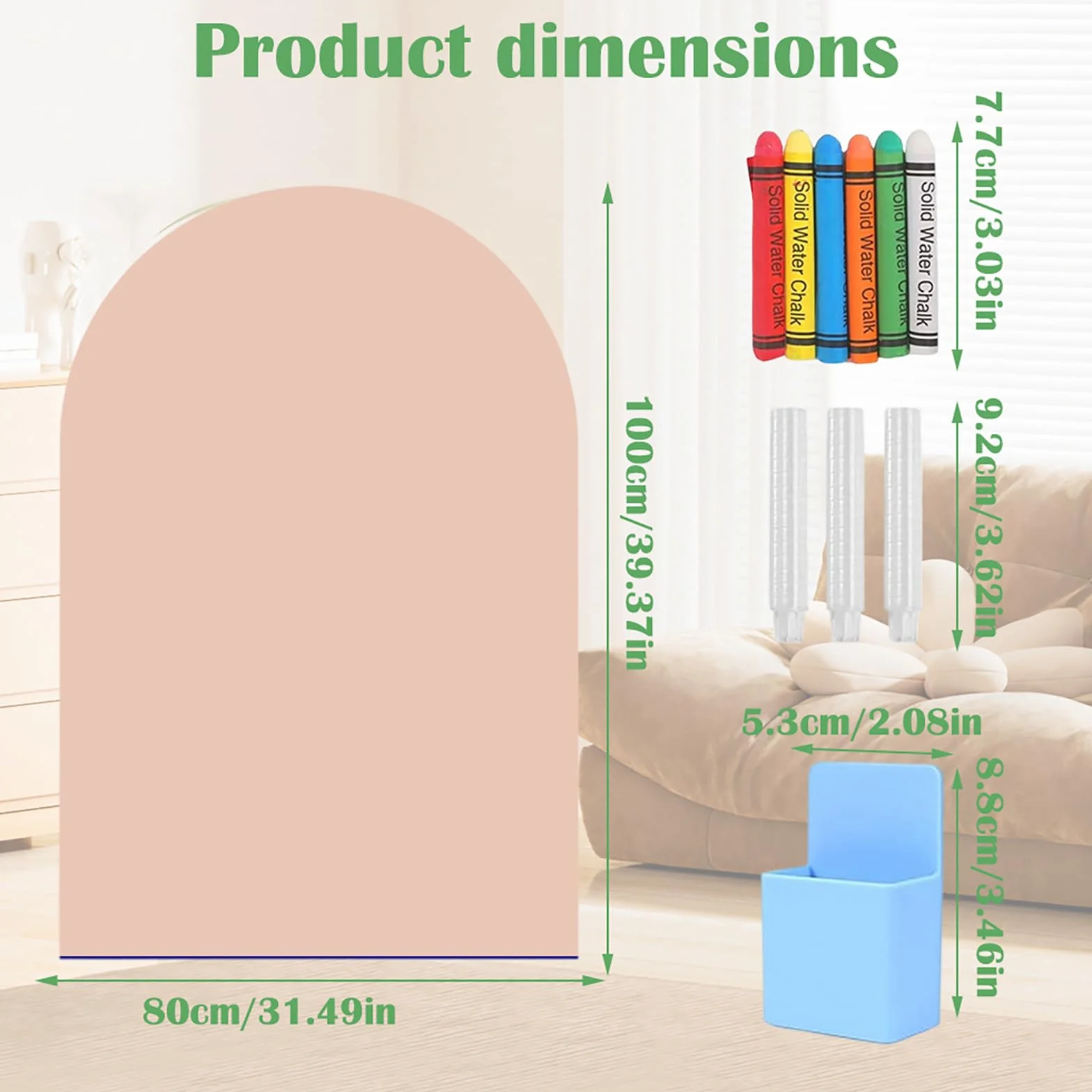 Lavagna Magnetica da Parete 80 x 100 cm Autoadesiva Cancellabile per Bambini con Gessetti Rosa