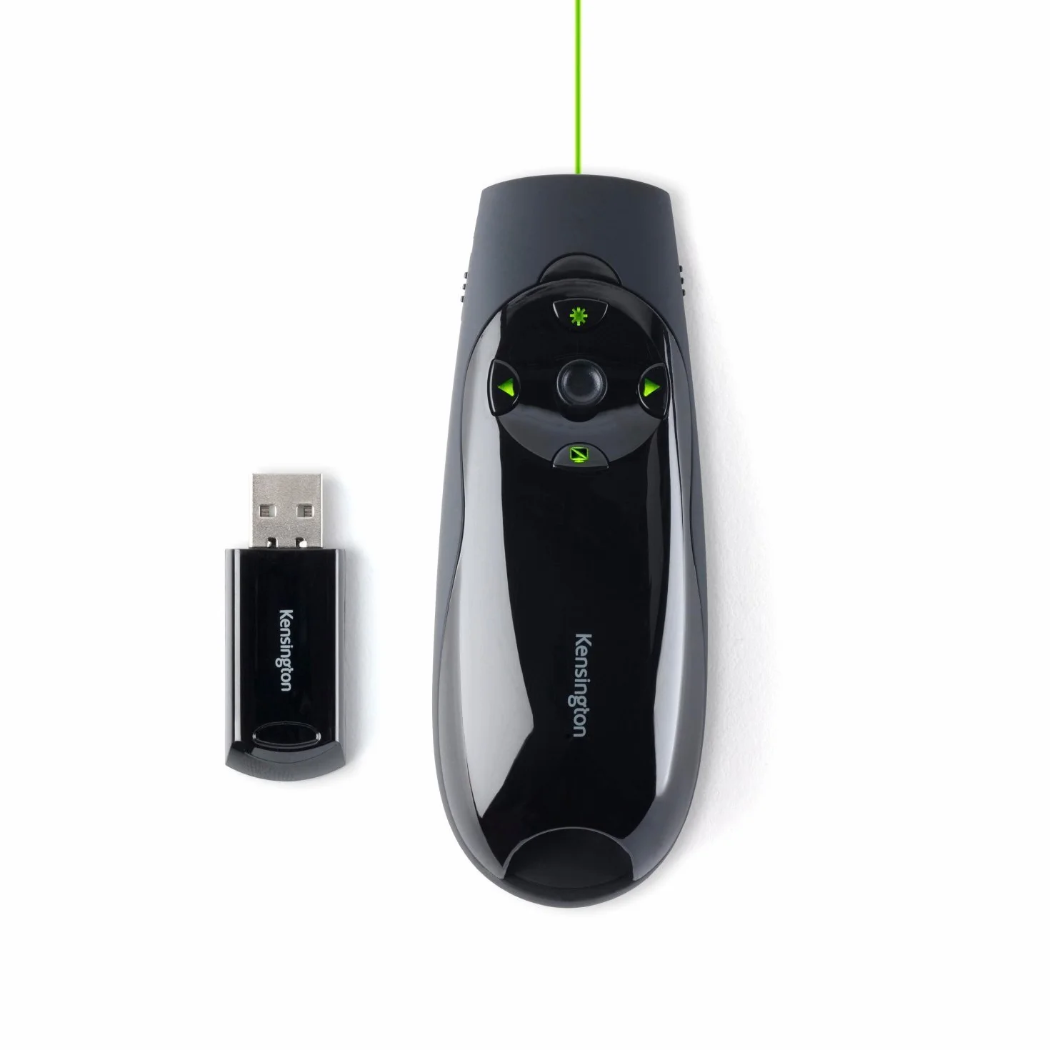 Kensington K72426Eu Puntatore Laser Expert Verde E Controllo del Cursore, Puntatore Wireless con Joystick E Pulsanti Retroilluminati