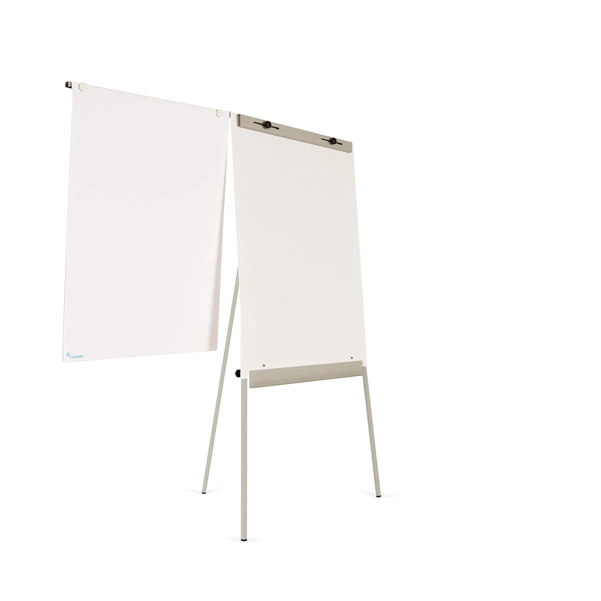 Rocada | Lavagna bianca con cavalletto | Magnetico | Rotfogli con braccio grigio | altezza regolabile| 70 x 105-180 x 70 cm
