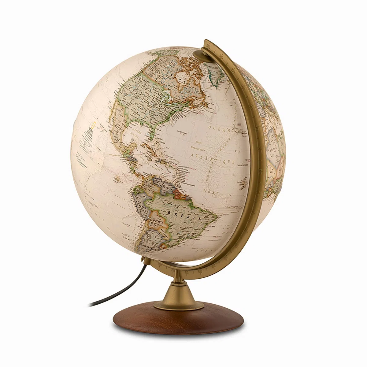 Tecnodidattica – Globo terrestre NATGEO Explorer Executive | Mappatura ufficiale fisico-politica National Geographic Executive | Luminoso e rotante | Testi in francese | Diametro 30 cm