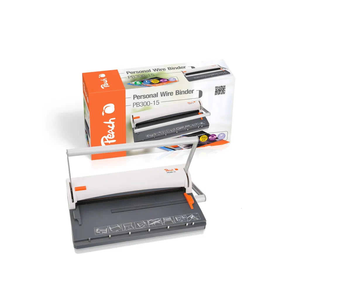 Peach PB300-15A Wire Binding Machine | Raccoglitore a filo personale più vicino DIN-A4 | Lega 60 lati | Include 34 pettini per rilegatura da 8 mm | Capacità di punzonatura di 6 fogli