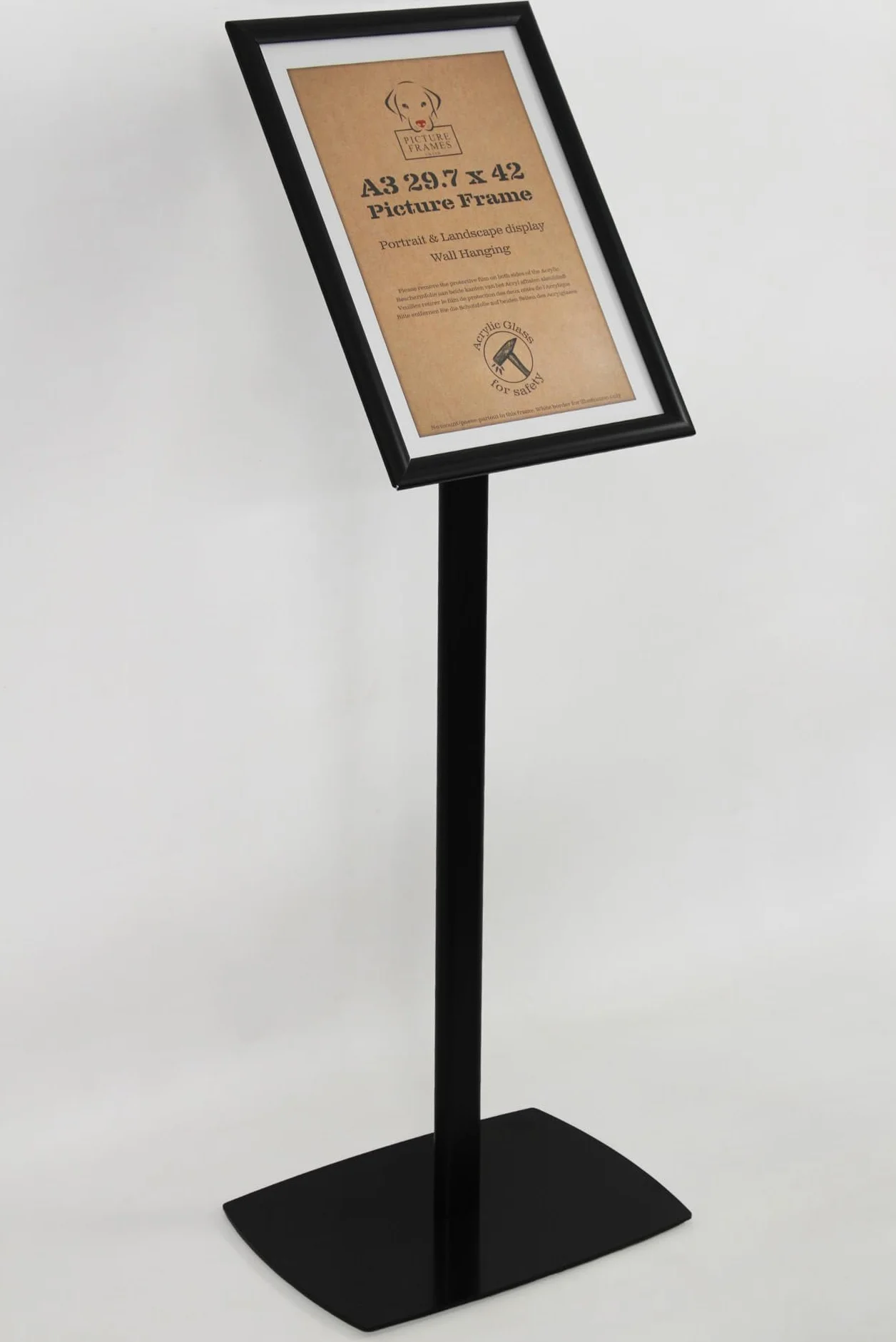Supporto Informativo Nero - Espositore A3, Piantana in Alluminio, Supporto Girevole per Presentazioni, Porta Poster Verticale e Orizzontale, Porta Manifesti - 420 x 297 mm