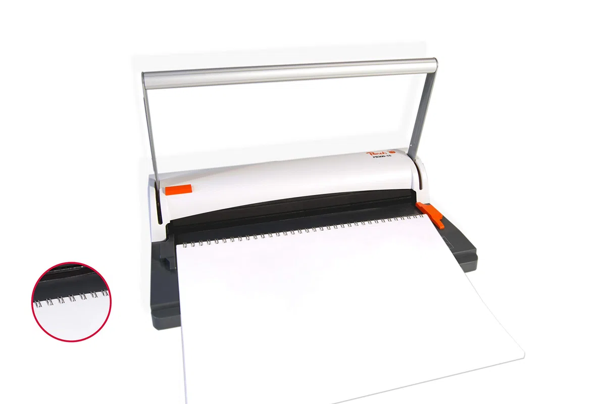 Peach PB300-15A Wire Binding Machine | Raccoglitore a filo personale più vicino DIN-A4 | Lega 60 lati | Include 34 pettini per rilegatura da 8 mm | Capacità di punzonatura di 6 fogli