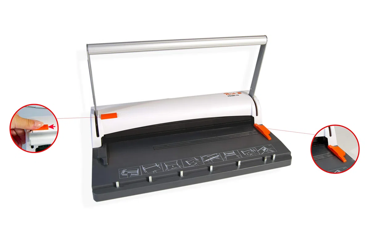 Peach PB300-15A Wire Binding Machine | Raccoglitore a filo personale più vicino DIN-A4 | Lega 60 lati | Include 34 pettini per rilegatura da 8 mm | Capacità di punzonatura di 6 fogli