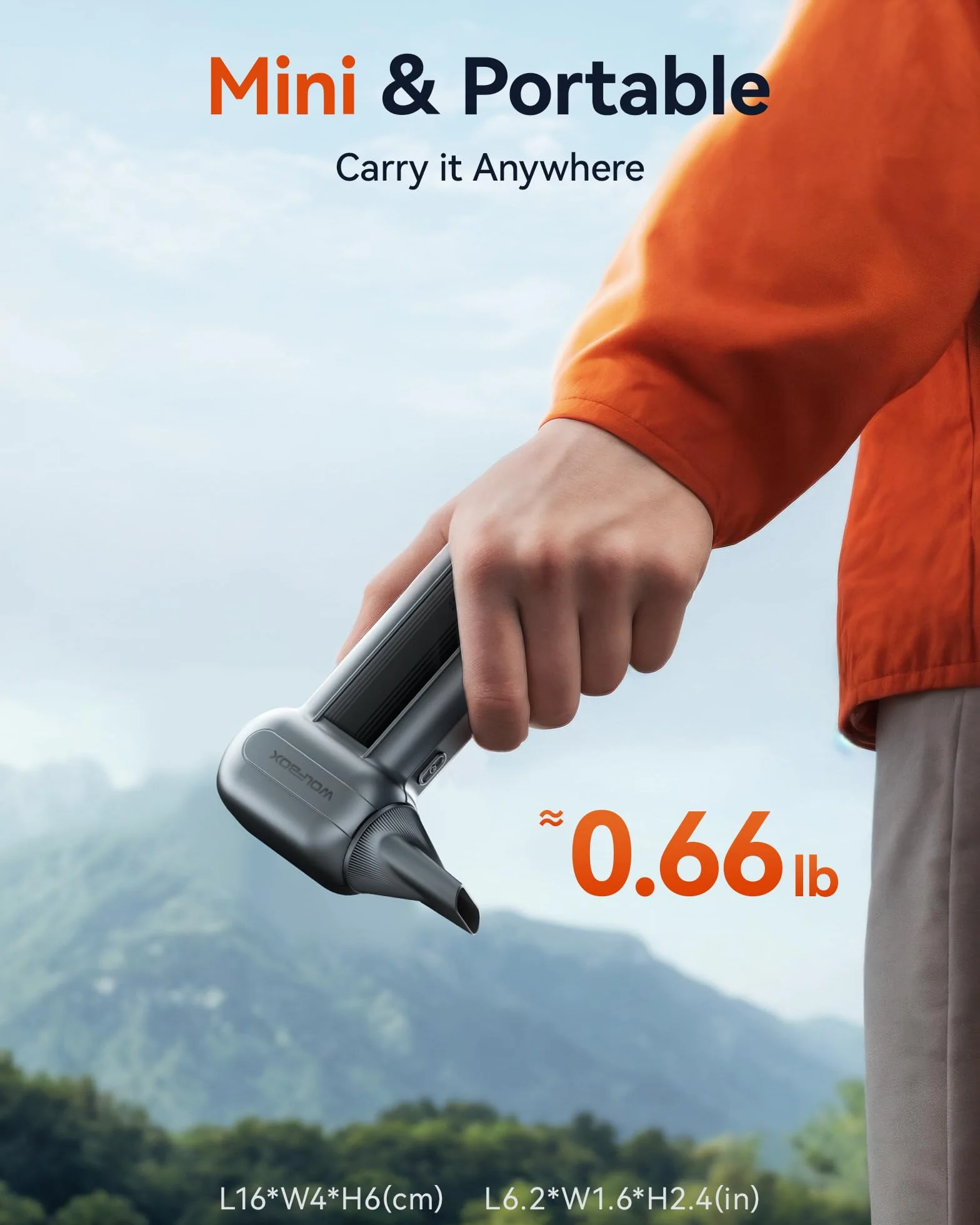 WOLFBOX MF100 Soffiatore d'Aria Elettrico - 150000 RPM, Senza Fili, Motore Brushless Ricaricabile, 3 Marce Regolabili per Computer, Tastiera, Casa e Auto
