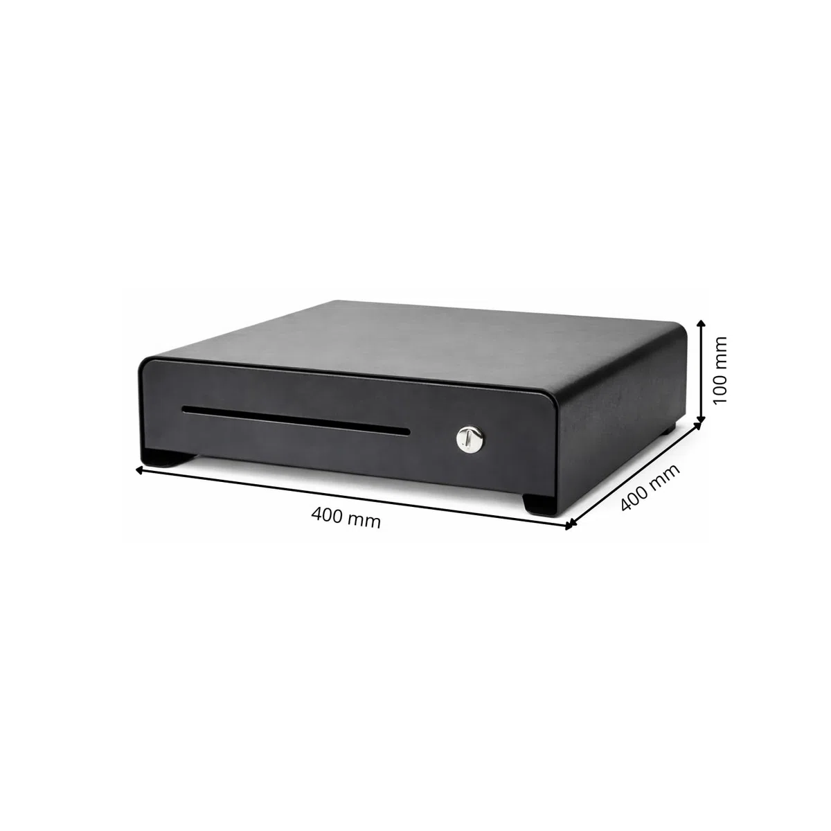 Cassetto per cassa 40 cm per registratore di cassa – 4 scomparti banconote – 8 scomparti pezzi – RJ11/RJ12 – nero
