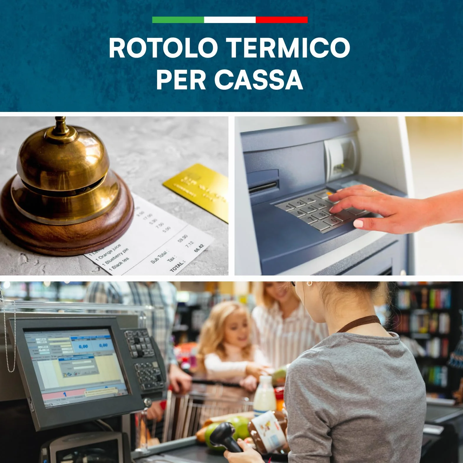 Rotoli Termici 80x80 di Alta Qualità per Registratori di Cassa, Carta Termica Omologata, Confezione da 50 - Compatibili con Nexi, Axerve e Ingenico (50)