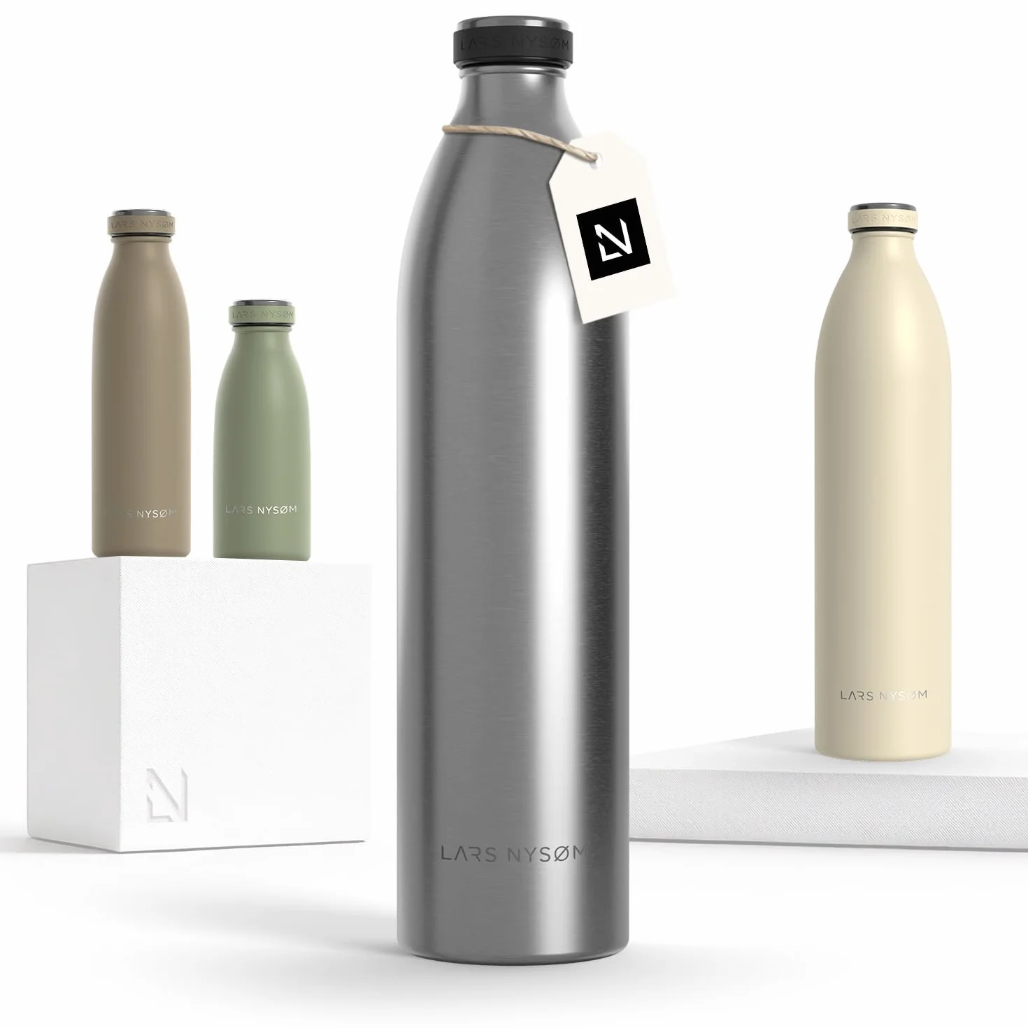 LARS NYSØM Borraccia Termica 1500ml Acciaio Inox Bottiglia Isolata 1.5 Litro Sport Bicicletta