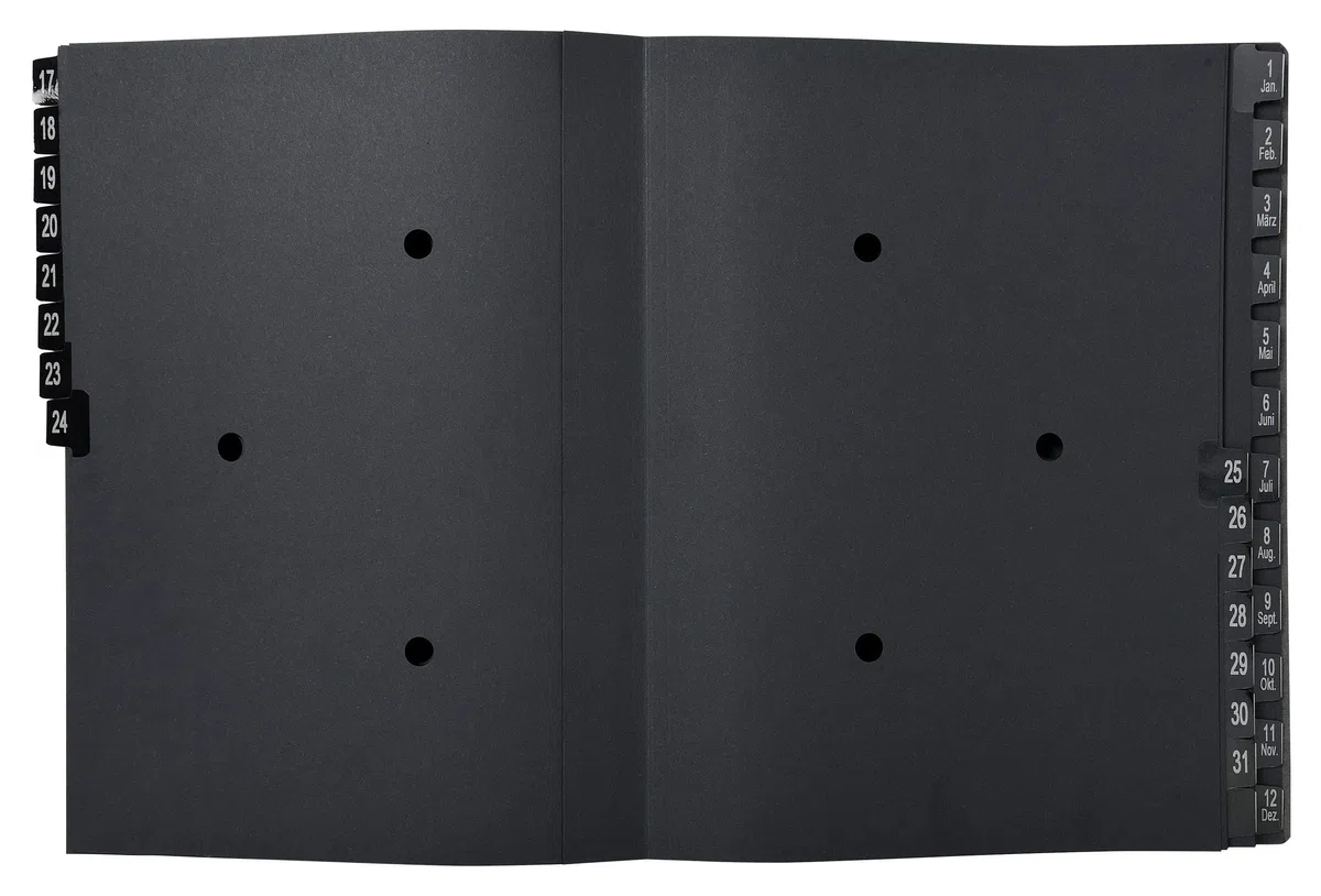 Exacompta - Rif. 57044E - Cartone da 4 raccoglitori Ordonator - copertina rigida - interno in carta riciclata - linguette plastificate alfanumeriche da 1 a 31 e dalla A alla Z - 32 scomparti - 24 x 34