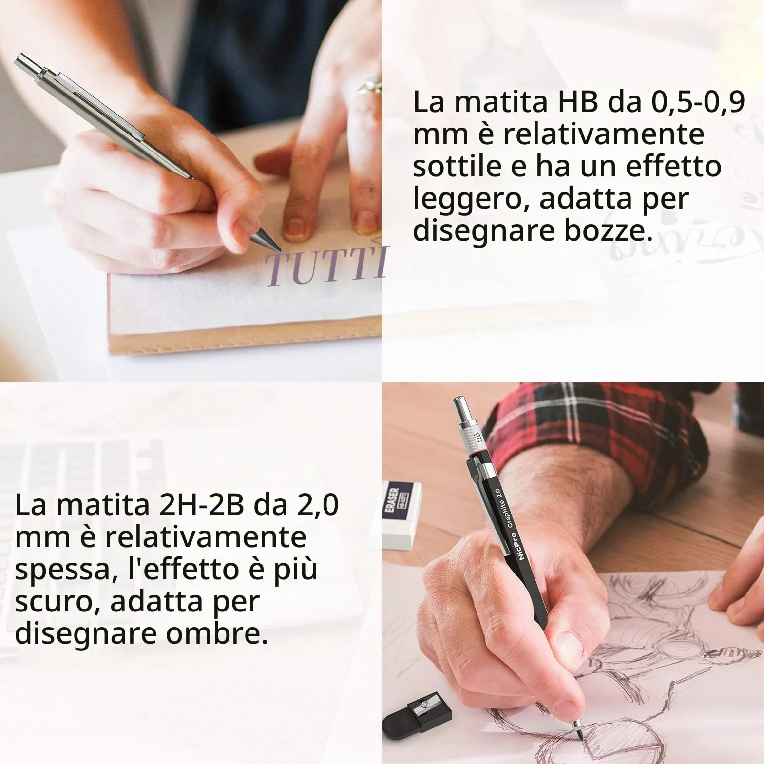 Nicpro 30 Pezzi Portamine Metallo Set con Custodia Pelle 0,5 0,7 0,9 2mm per Disegno Scrittura