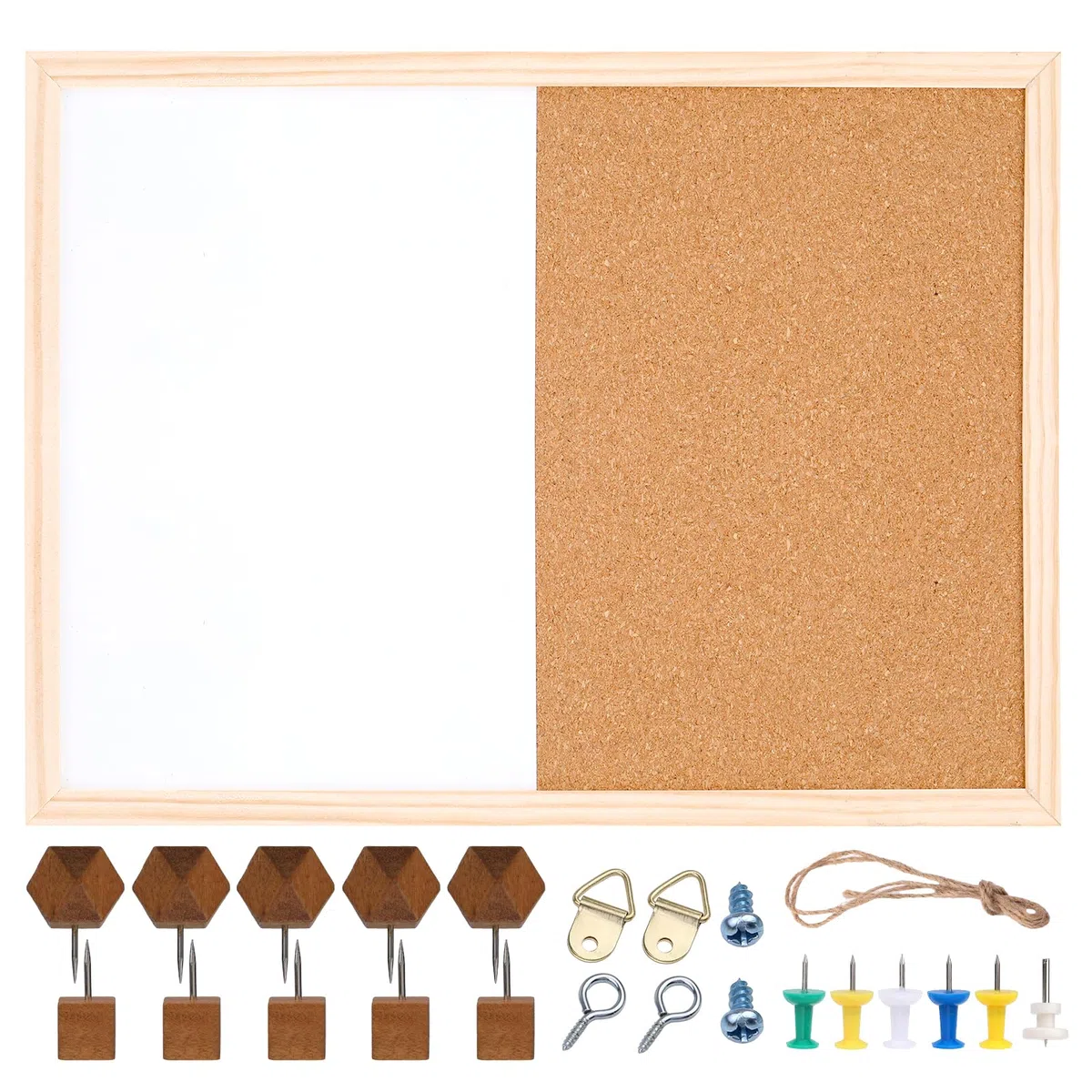 Lavagna in Sughero,Combinazione Di Set Di Lavagne In Sughero, Lavagne in Sughero Da 15,74 x 11,81 Per Bacheche Da Parete, Con Guarnizioni,Puntine In legno,Golfari,Viti Applicabili All'home Office