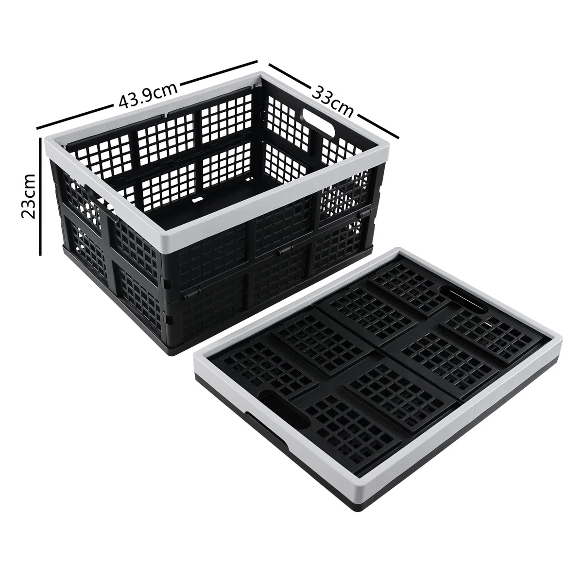 Set di 3 cesti pieghevoli impilabili da 30 l, cassette pieghevoli in plastica