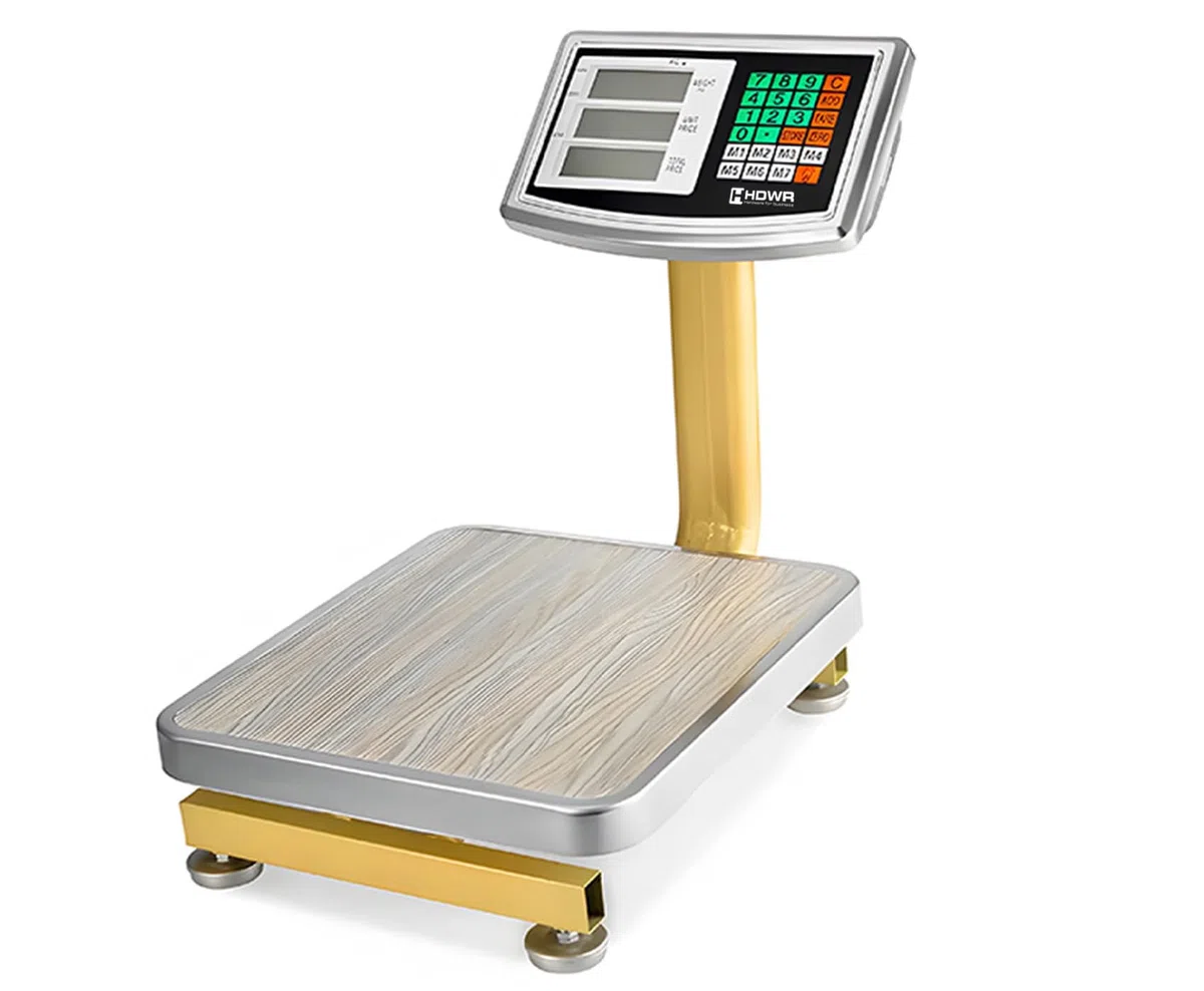 Bilancia a Piattaforma, Digitale Industriale Pieghevole, 60 kg, 130 lb, Precisione di Misurazione +/- 10 g, Batteria Integrata, Supporto Pieghevole, Modalità Standby, HDWR wagPRO-P60