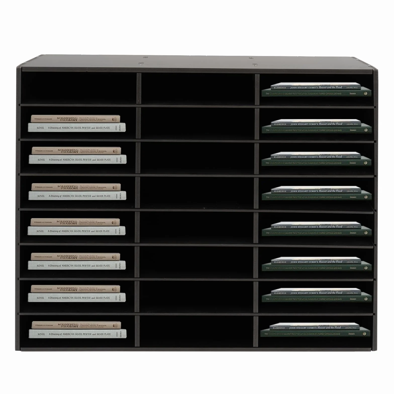 Organizer per documenti, bianco e nero, per archivio, ufficio, sistema di archiviazione in PVC, per raccoglitori, riviste in ufficio (nero, 73,7 x 30,2 x 59,6 cm)