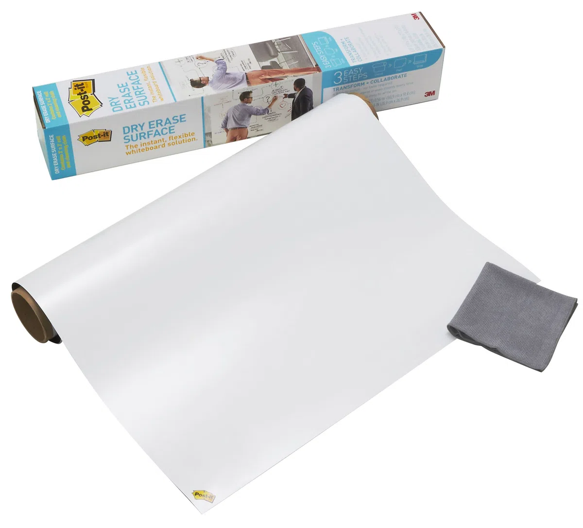 Post-it Super Sticky Dry Erase Lavagna Cancellabile, Lavagna Autoadesiva per Ufficio e Riunioni, Lavagna Meeting Chart, Lavagna Bianca da Muro, Colore Bianco Lucido, Rotolo 60.9x91.4 cm