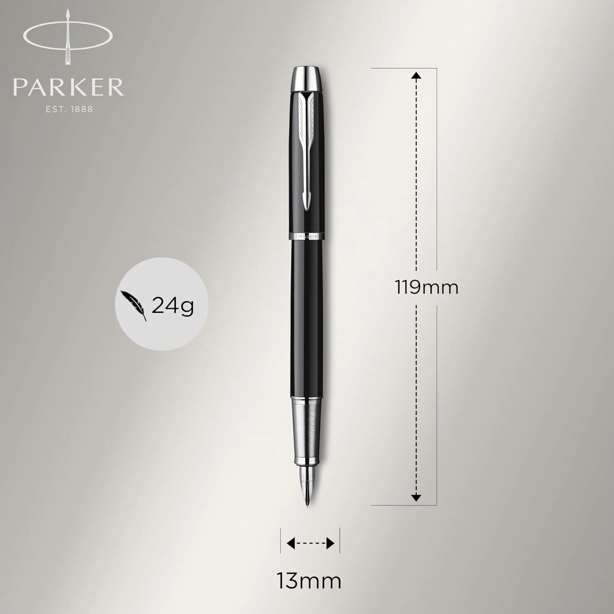 Parker IM Duo Pen Set Regalo - Piò stilografica e sfera, finitura laccata nera con finiture cromate, punta media, inchiostro blu