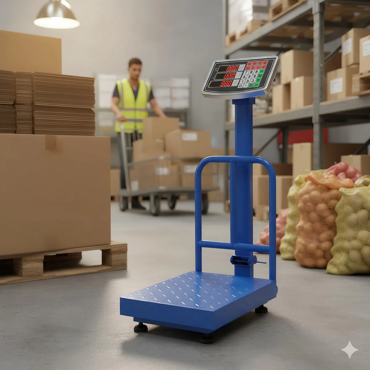Voltix Bilancia Digitale Elettronica Professionale 150 Kg con Display LCD Retroilluminato, Bilancia Industriale Ricaricabile per Negozio, Casa, Azienda e Attività Ambulante - Alta Precisione e Facile