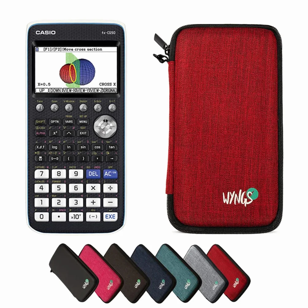 Casio fx-CG50 con Custodia Protettiva WYNGS inclusa Rosso - Calcolatrice Grafica - Pacchetto Base