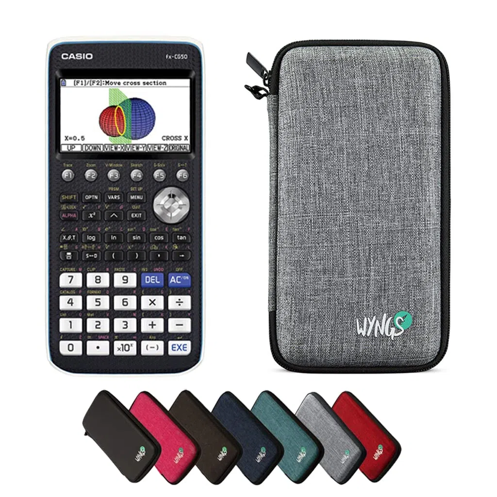 Casio fx-CG50 con Custodia Protettiva WYNGS inclusa Grigio Chiaro - Calcolatrice Grafica - Pacchetto Base
