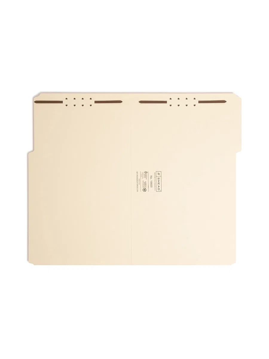 Smead Fastener Heavy-Duty file Folder, 2 Fasteners, 1/3-cut Tab, Legal size, Manila, 50 per box (19600)