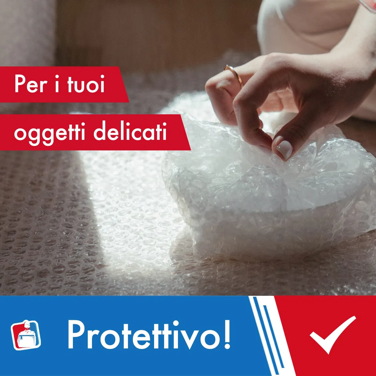 IMBALLAGGI 2000 - Pluriball Imballaggio, 1Pz 1,5x100M 55gr/mq Ideale per Spedizione Trasloco e Trasporto, Plastica per Imballaggio con Bolle Valida come Imballaggio per Spedizioni e Protezione Oggetti