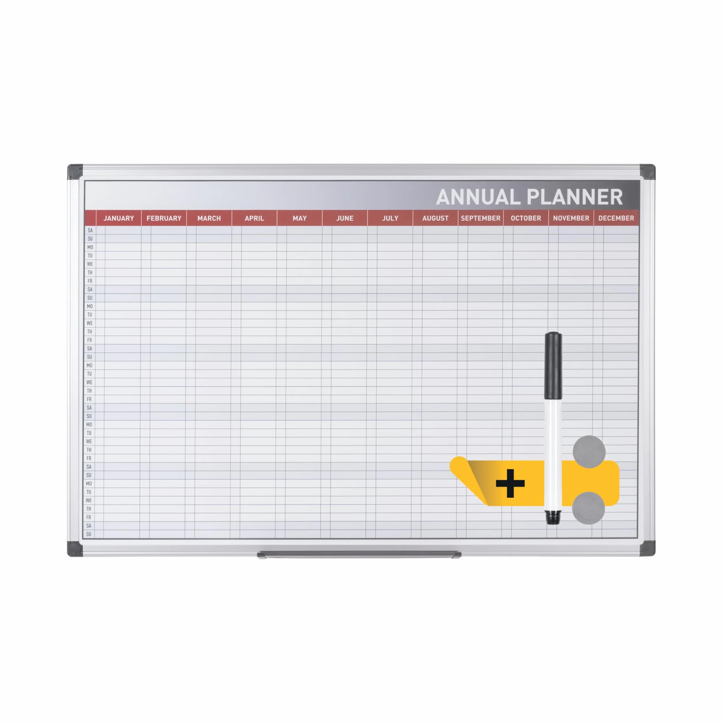 Bi-Office GA0361170 - Planner Annuale da Muro con 52 Settimane, 900 x 600 cm, Bianco