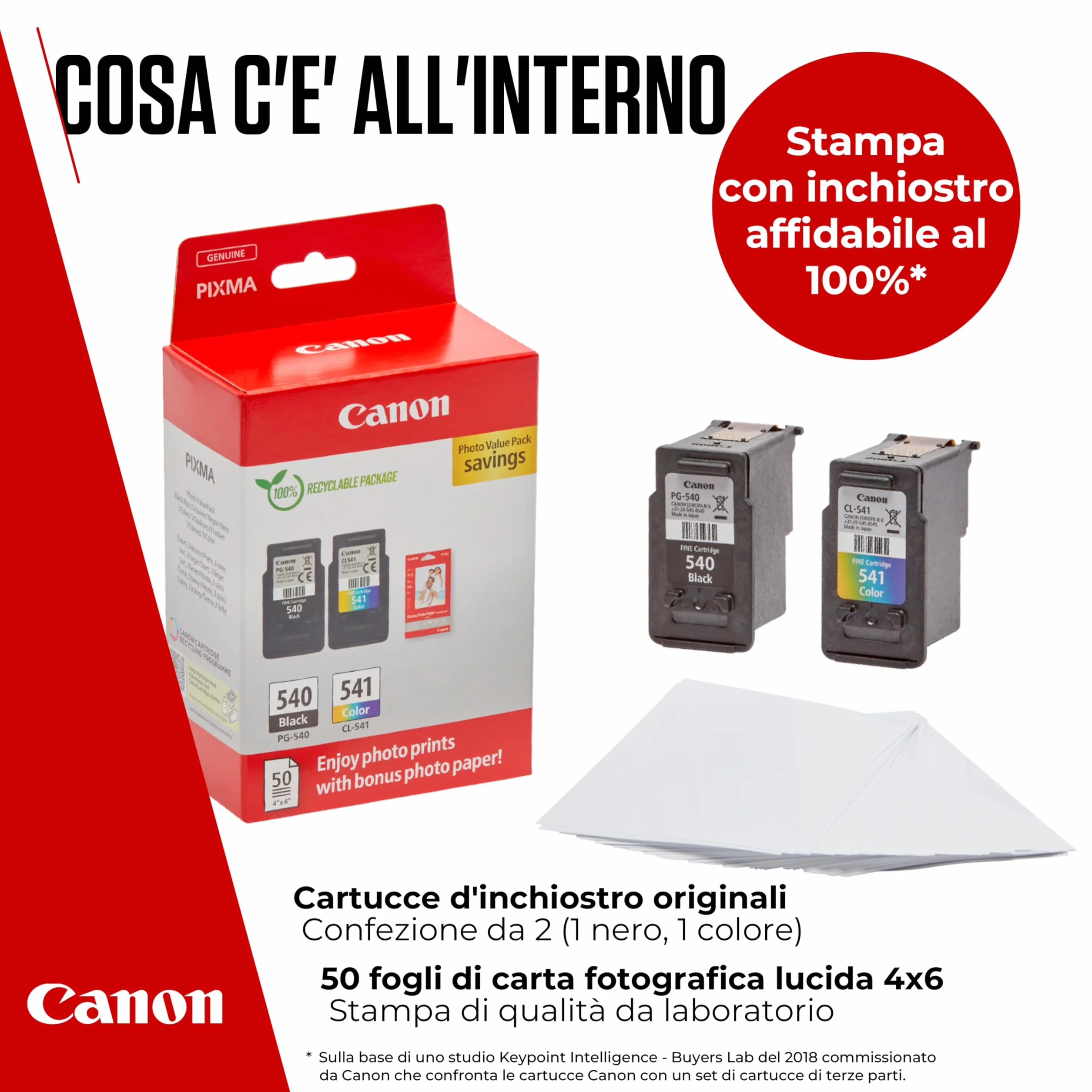 Canon PG-540 CL-541 Original Ink Cartridges 2-Pack Black Color Photo Paper 4x6 50 Sheets