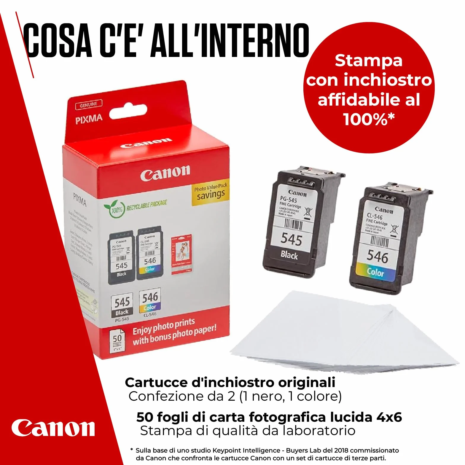 Canon Cartucce d'inchiostro originali PG-545/CL-546 Confezione da 2 con carta fotografica 4x6 50 fogli