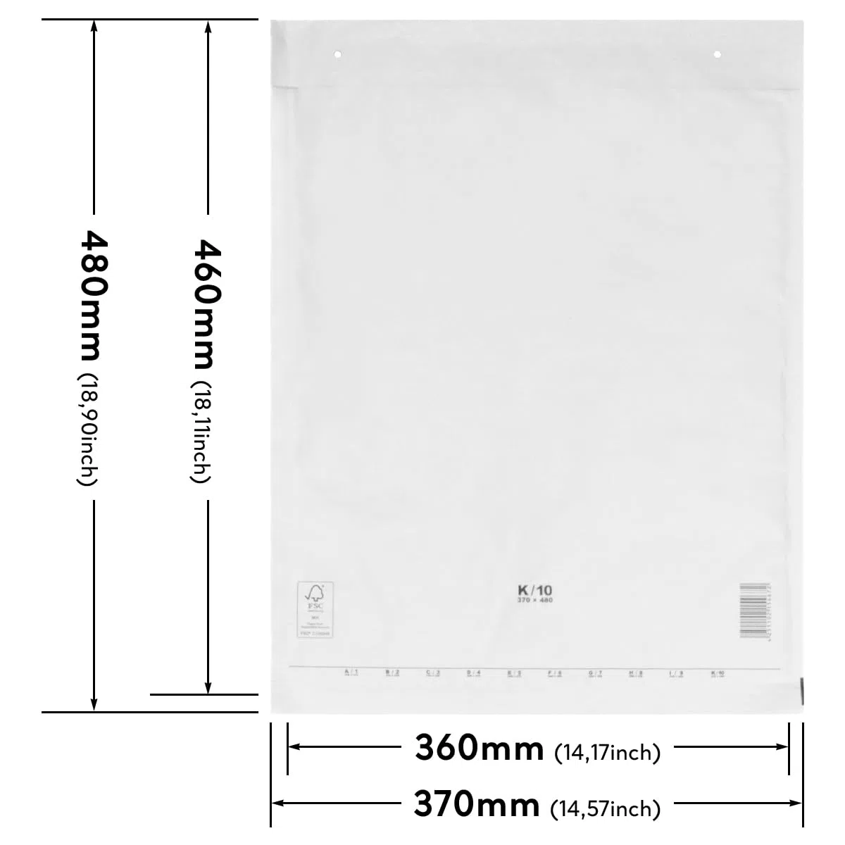 verpacking buste imbottite 370 x 480 mm bianco K10 [dimensione e quantità a scelta] autoadesivo adatta per DIN A3+ C3 buste da spedizione con aria 50 pezzi