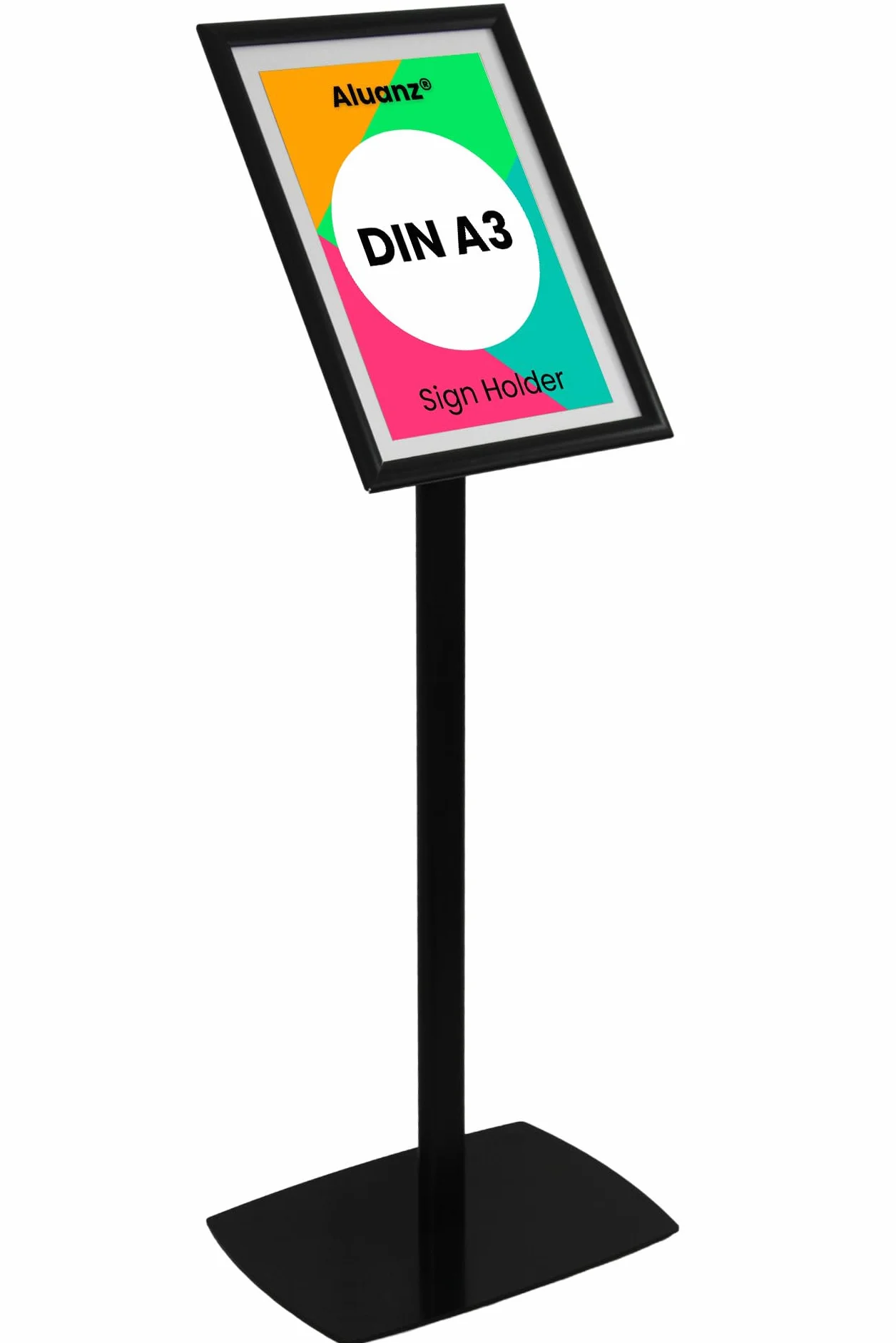 Supporto Informativo Nero - Espositore A3, Piantana in Alluminio, Supporto Girevole per Presentazioni, Porta Poster Verticale e Orizzontale, Porta Manifesti - 420 x 297 mm