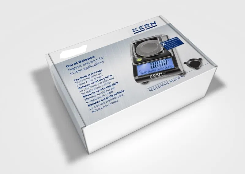 Kern TGD 50-3C - Bilancia tascabile da 50 g/1 mg, precisione fino a 50 g, precisione 0,001 g, 250 ct, display touch, piastra di pesata in acciaio inox, con coperchio ribaltabile, USB e funzionamento a