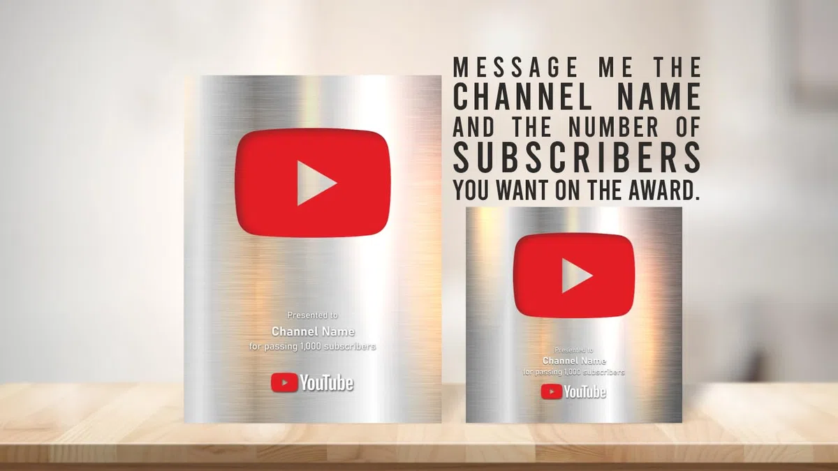 Personalizzato YouTube Play Button Display Placca Acrilica, la Tua Personalizzazione sul Tuo Creator Award, Grande idea Social Media Sign. Argento Play (10 x 15 cm, Nero