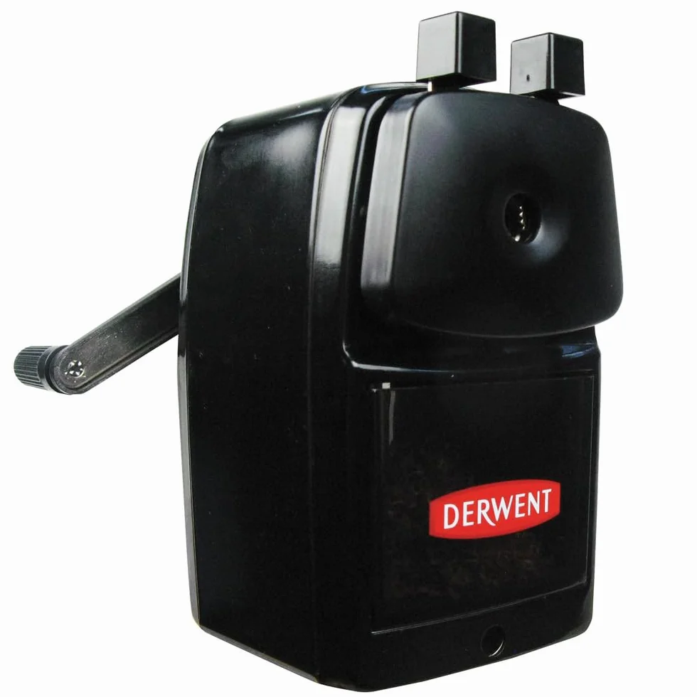 Derwent Super Point Temperino Manuale Elicoidale da Tavolo con Serbatoio e Vassoio Scorrevole