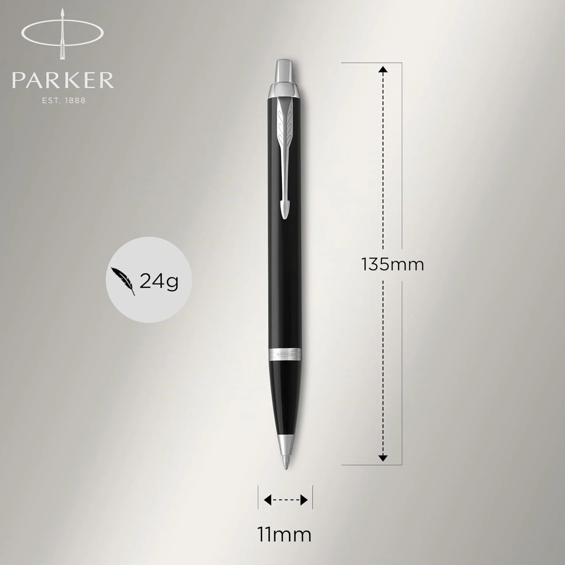 Parker IM Duo Pen Set Regalo - Piò stilografica e sfera, finitura laccata nera con finiture cromate, punta media, inchiostro blu