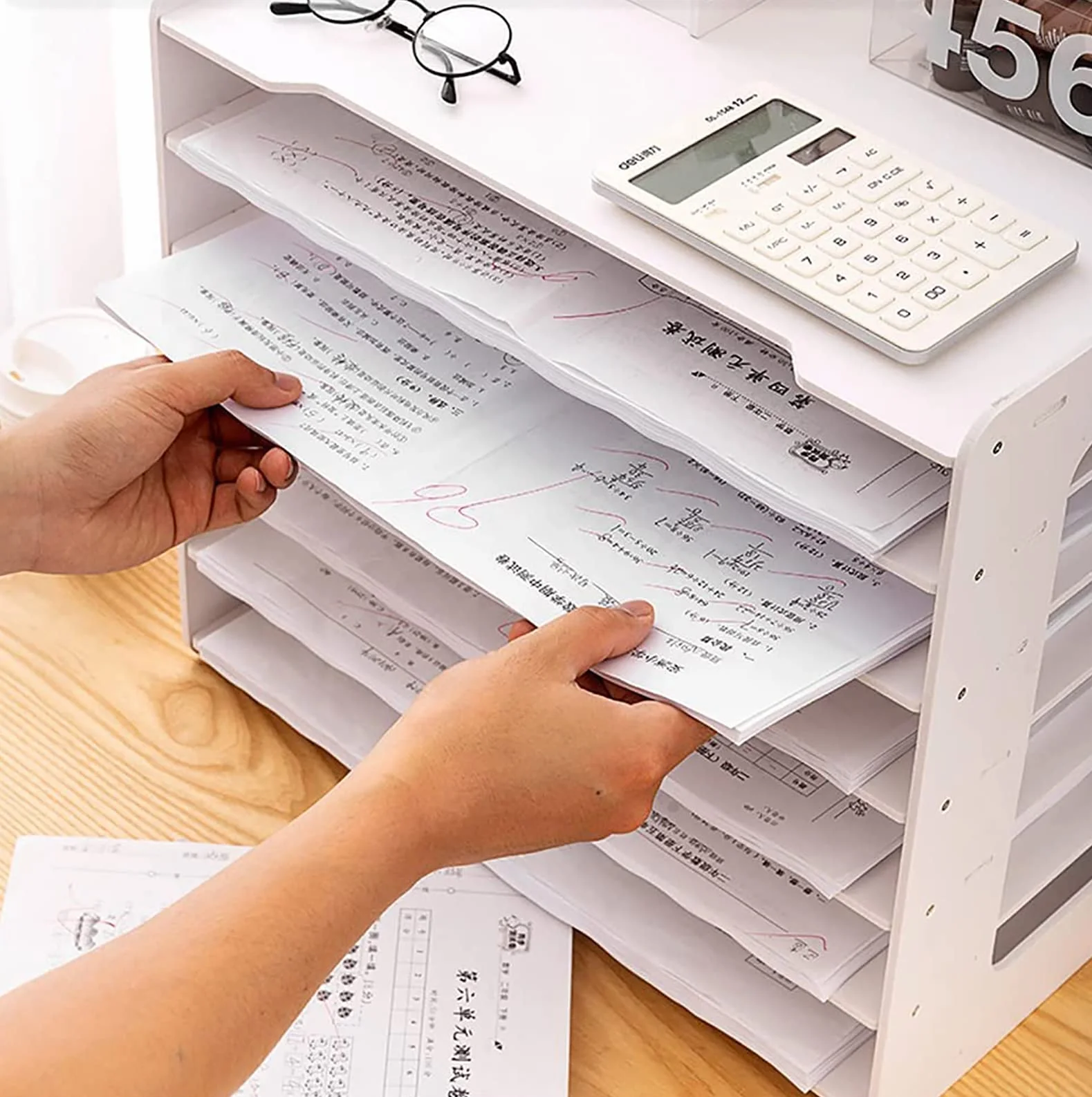 Scaffali di Carta A3 Extra Large per Ufficio e Scuola Cartelle da scrivania Bianche Scaffali Vassoio per Lettere da scrivania Portariviste per Documenti