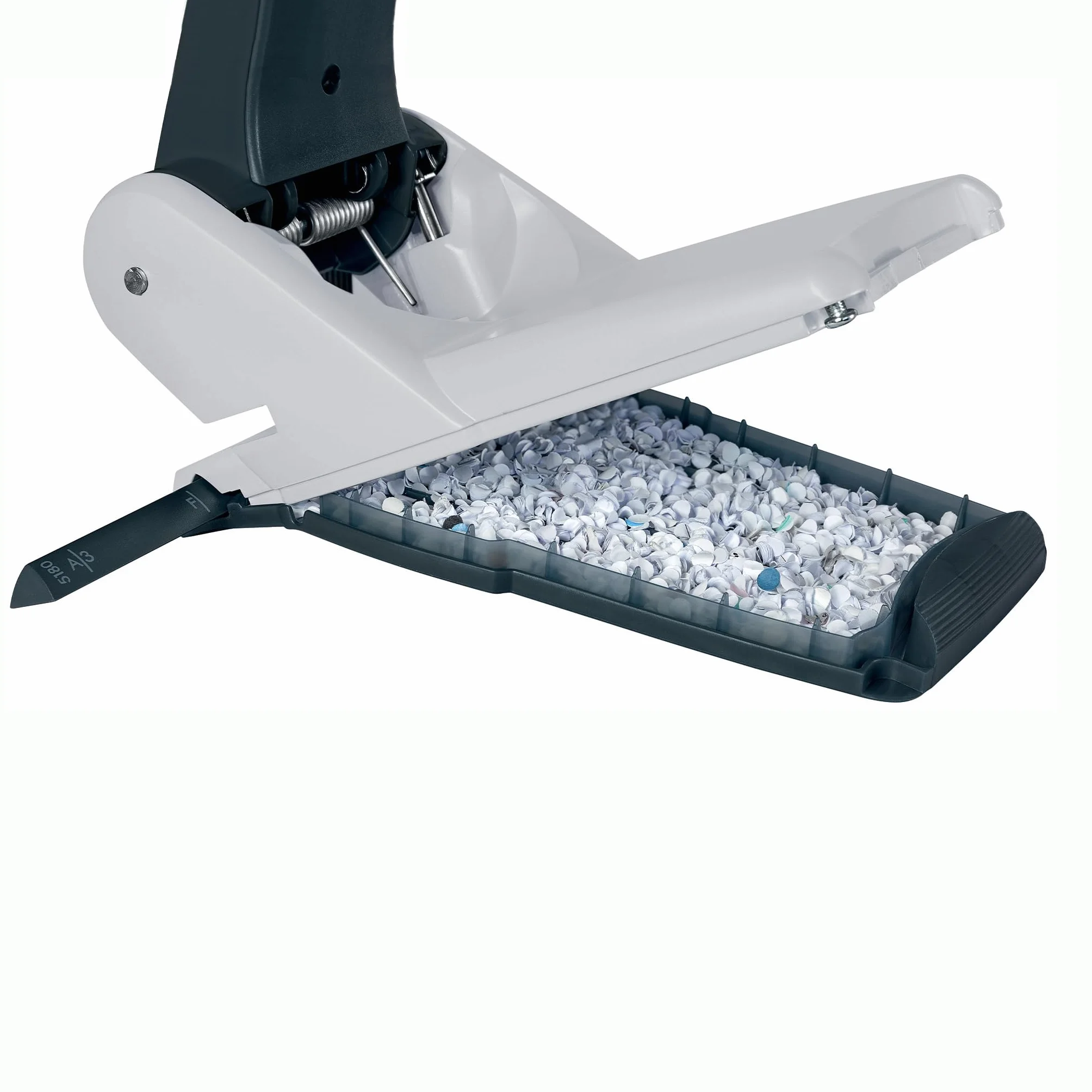 Leitz, Perforatore a 2 fori per casa e ufficio pratica e robusta con impugnatura antiscivolo, Fora fino a 65 fogli, Bucatrice da tavolo e scrivania con cassetto di raccolta inferiore, Nero, 51800095
