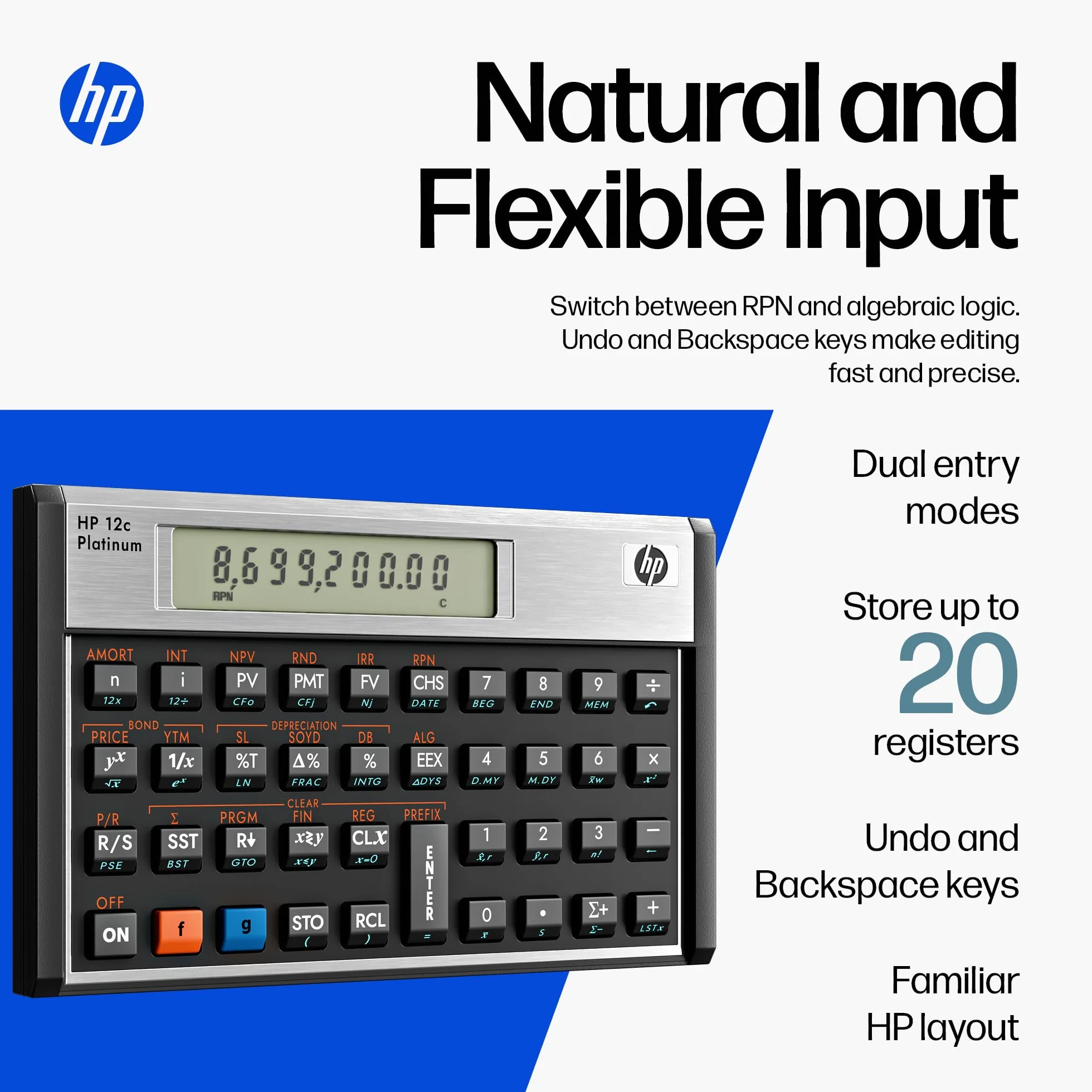 HP Hewlett Packard [] Calcolatrice Financial Platinum RPN Algebrica Programmabile Ref 12C PLATINUM