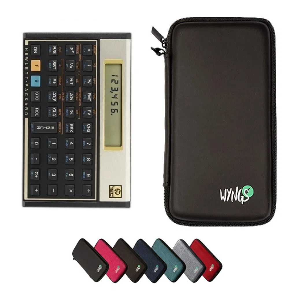 HP 12C con Custodia Protettiva WYNGS inclusa Nero - Calcolatrice Finanziaria - Pacchetto Base (Tedesco)
