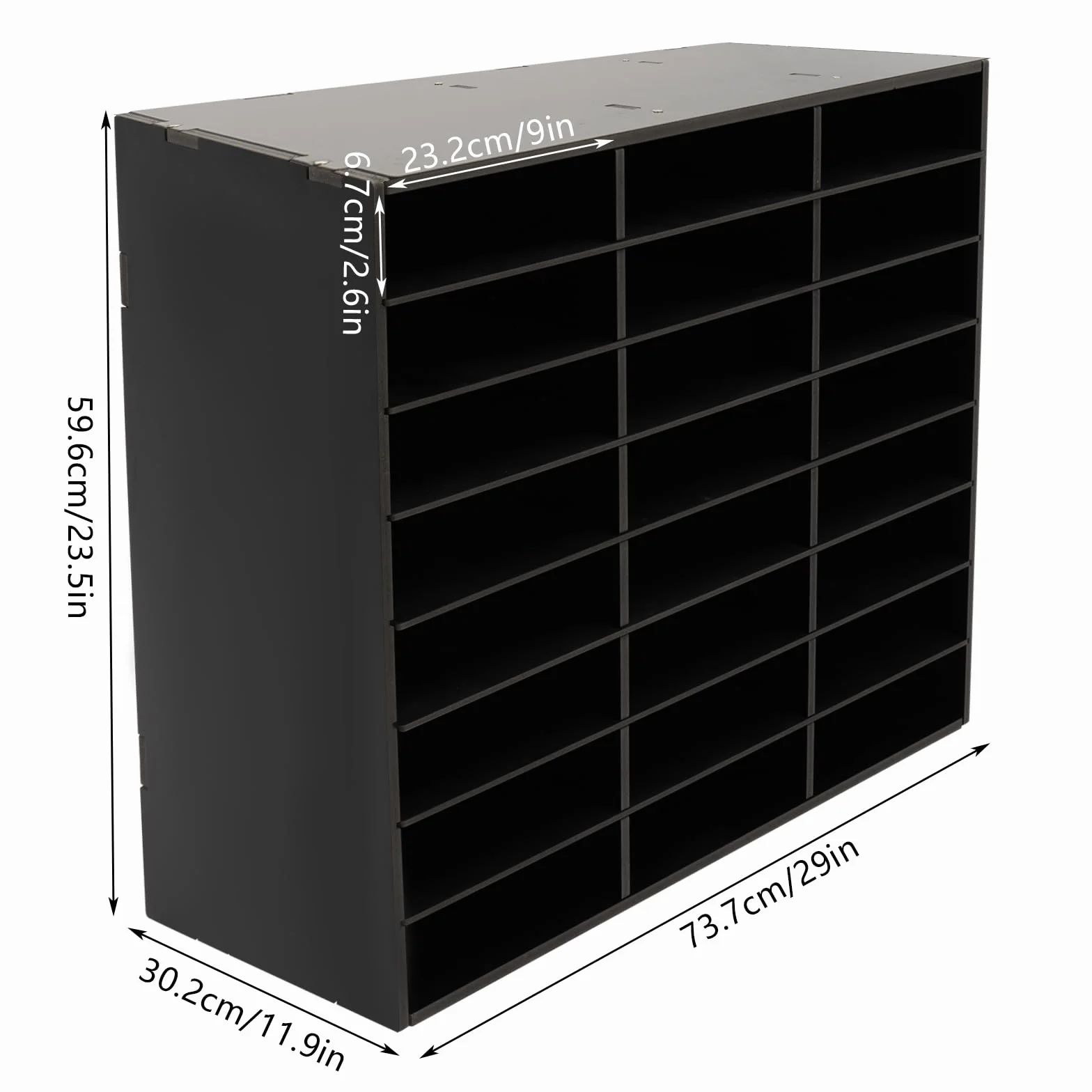 Organizer per documenti, bianco e nero, per archivio, ufficio, sistema di archiviazione in PVC, per raccoglitori, riviste in ufficio (nero, 73,7 x 30,2 x 59,6 cm)