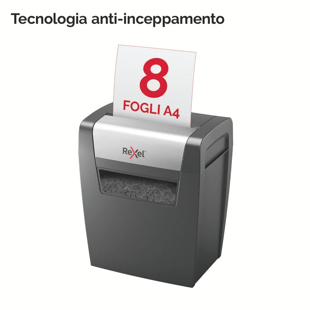 REXEL Momentum X308, Distruggidocumenti Manuale, 9-8 Fogli A4 (70-80 gr/mq), Taglio a Frammento, Livello di sicurezza P-3, per Uso Personale/Home Office, Capacità 15 Litri, 2104570EU