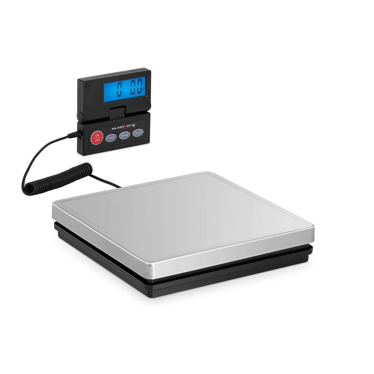 Steinberg Systems Bilancia Pesapacchi Industriale A Piattaforma Professionale SBS-PT-50/1 (50 kg / 10 g, 25 x 25 cm, LCD esterno)
