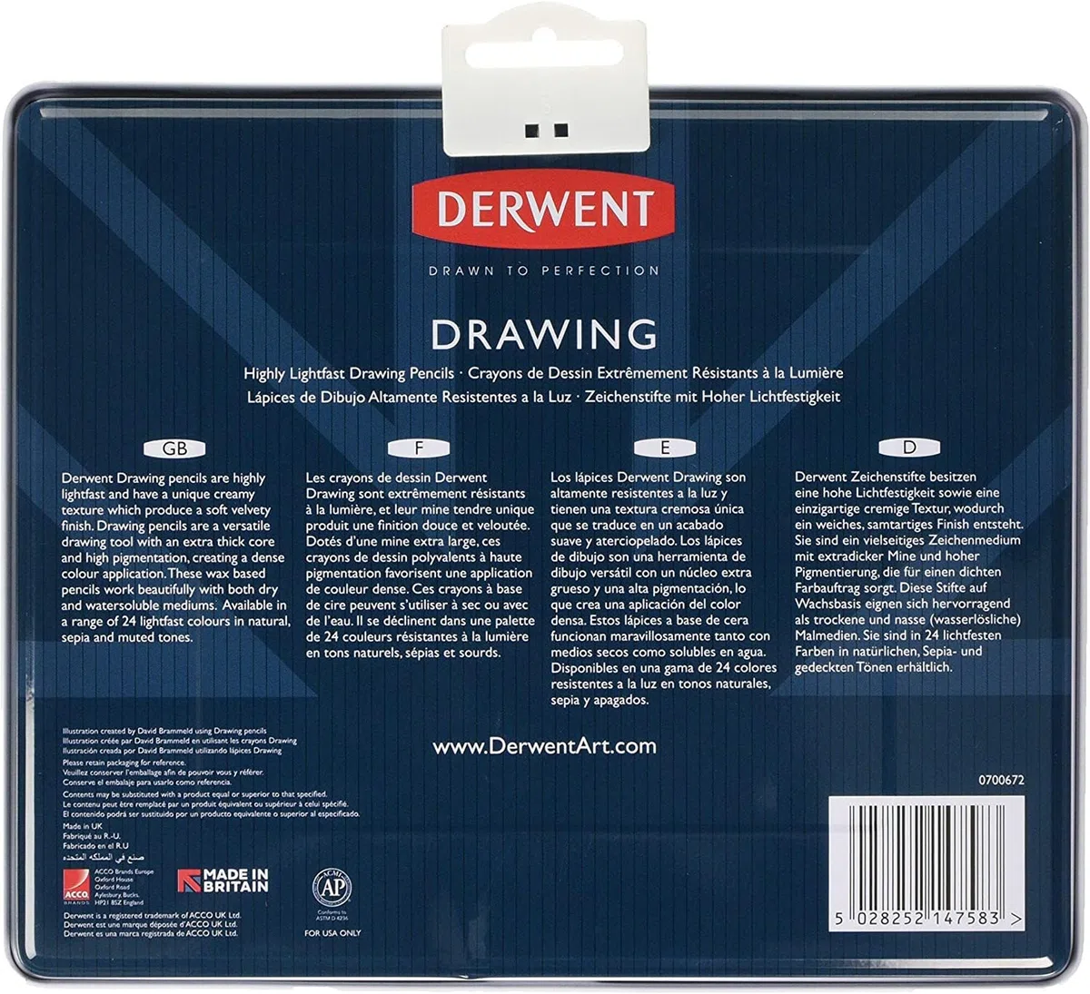 Derwent Drawing Set Di 24 Matite Colorate Per Disegno E Scrittura, Multicolore