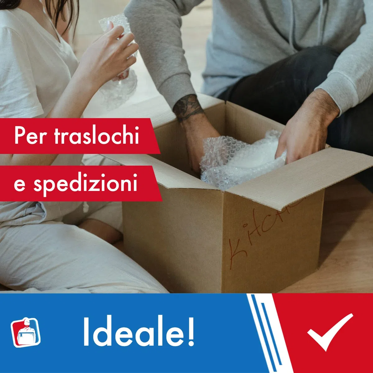 IMBALLAGGI 2000 - Pluriball Imballaggio, 1Pz 1,5x100M 55gr/mq Ideale per Spedizione Trasloco e Trasporto, Plastica per Imballaggio con Bolle Valida come Imballaggio per Spedizioni e Protezione Oggetti