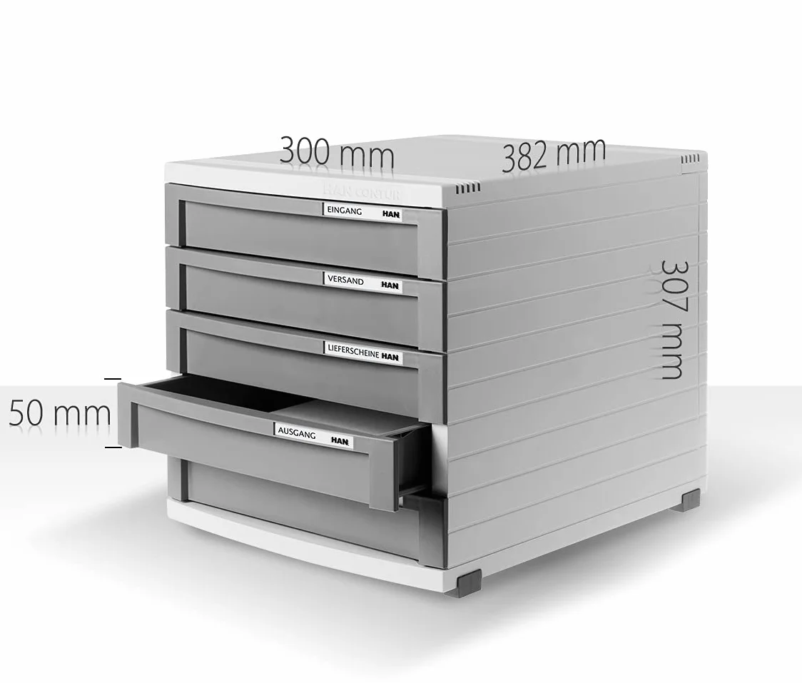 Han - Struttura portadocumenti, con 5 cassetti chiusi, formato B4, linea Contur grigio