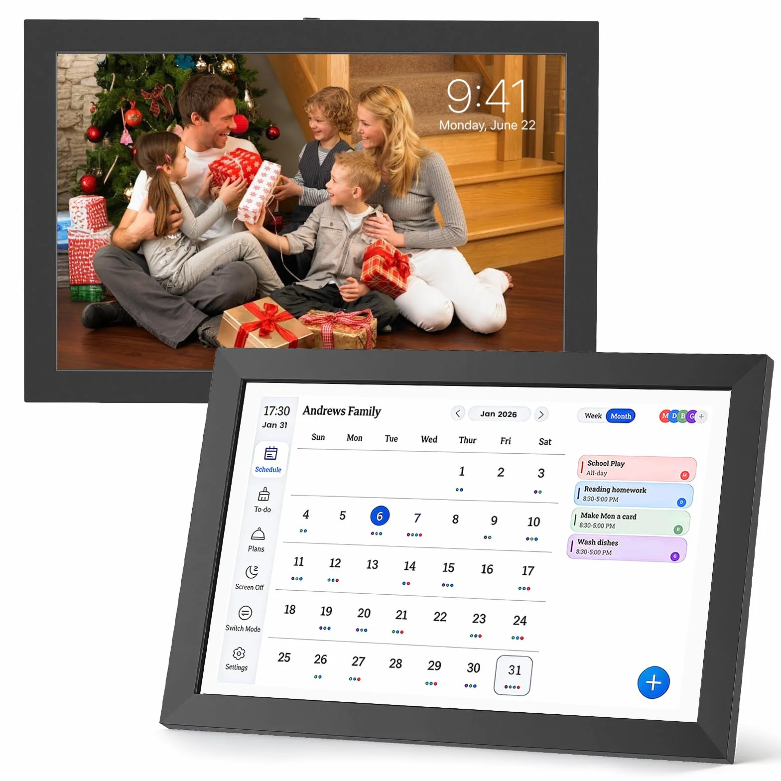 Calendario digitale da 10,1 pollici con touchscreen - Organizzatore familiare intelligente da 32 GB - Agenda elettronica con Wi-Fi e supporto a parete/scrivania - Cornice digitale multifunzione