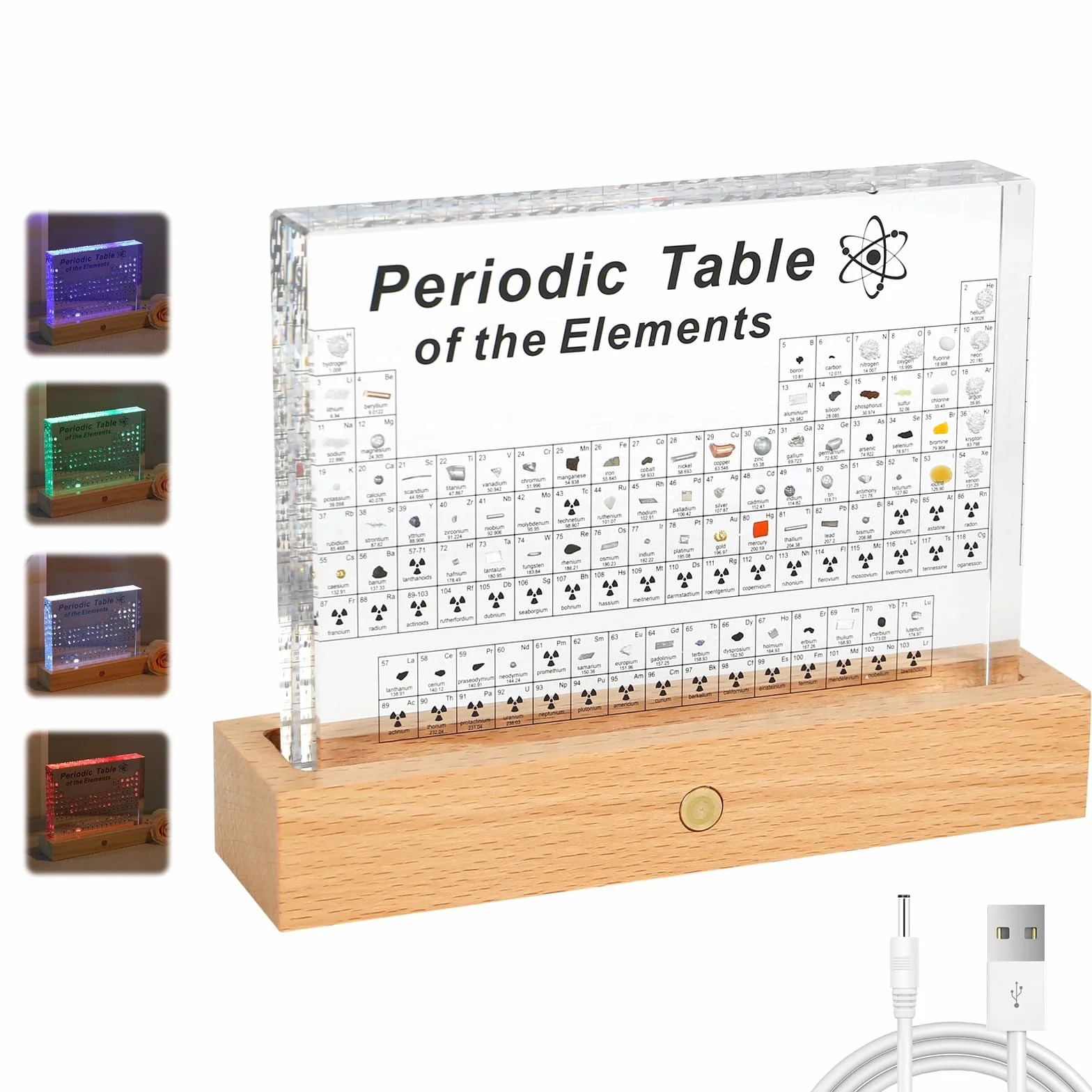Btstil Tavola periodica con elementi reali, tabella periodica di 83 elementi, campioni tavola periodica espositore regalo per studenti insegnanti studenti artigianato decorazione (grande A)