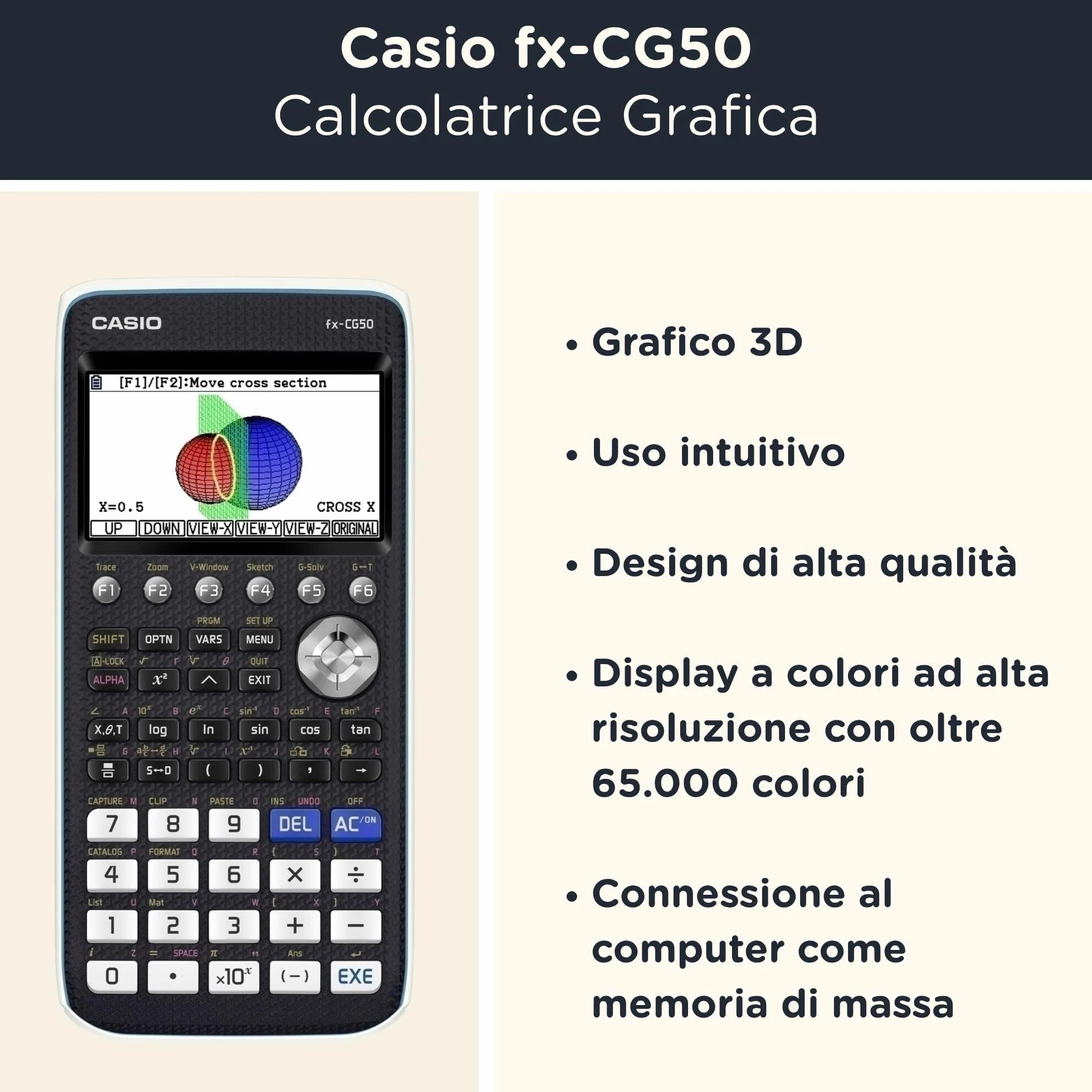 Casio fx-CG50 con Custodia Protettiva WYNGS inclusa Rosso - Calcolatrice Grafica - Pacchetto Base