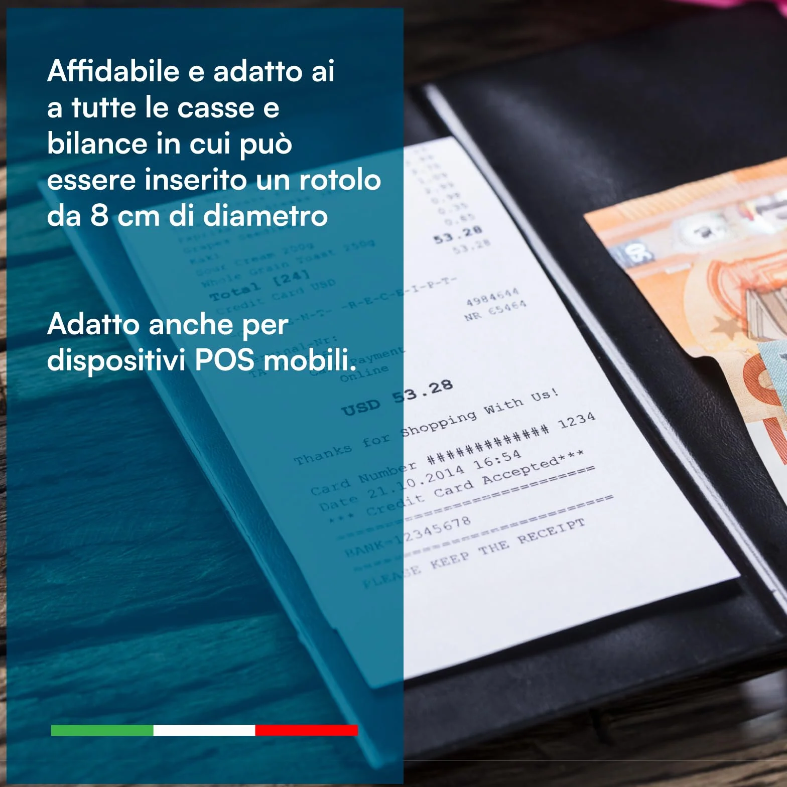 Rotoli Termici 80x80 di Alta Qualità per Registratori di Cassa, Carta Termica Omologata, Confezione da 50 - Compatibili con Nexi, Axerve e Ingenico (50)