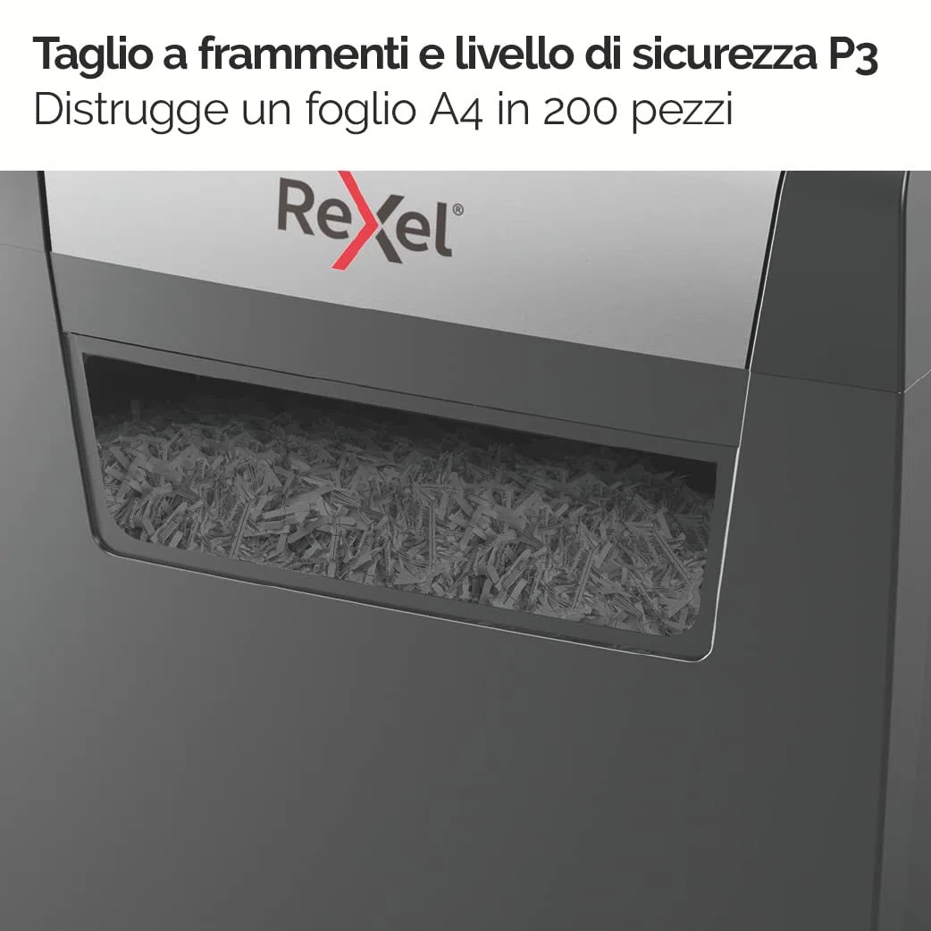 REXEL Momentum X308, Distruggidocumenti Manuale, 9-8 Fogli A4 (70-80 gr/mq), Taglio a Frammento, Livello di sicurezza P-3, per Uso Personale/Home Office, Capacità 15 Litri, 2104570EU